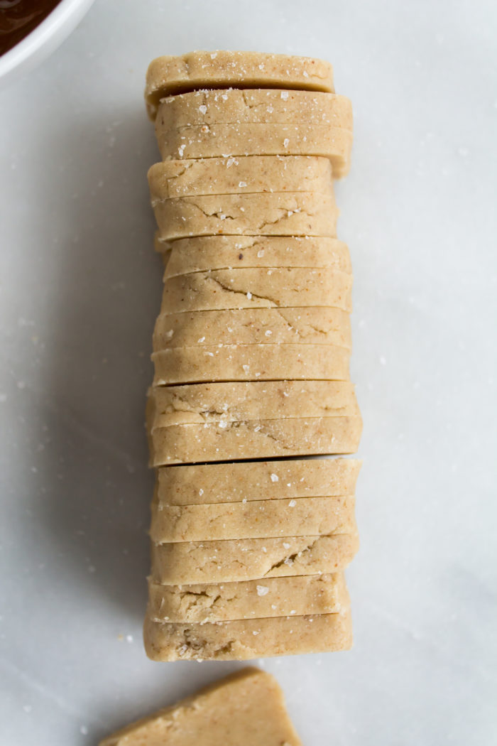 almond butter shortbread with chocolate and sea salt