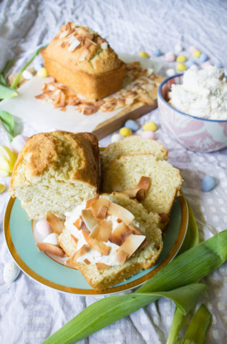 mini coconut quick breads with fresh whipped cream