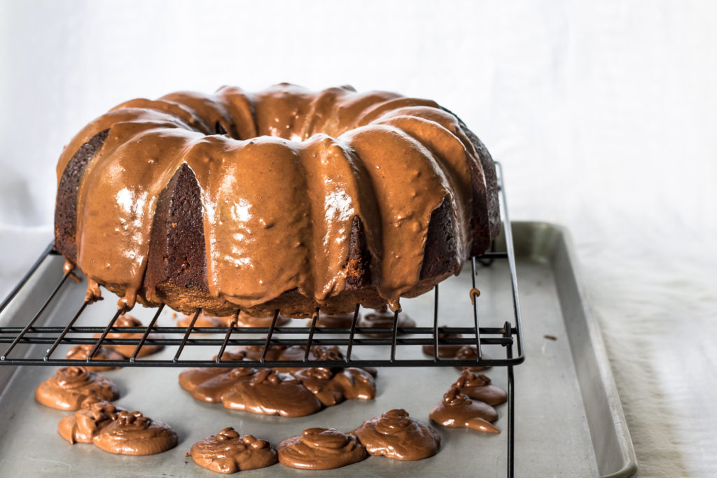 Bring back nostalgic memories with this rich chocolate pound cake with creamy chocolate glaze.
