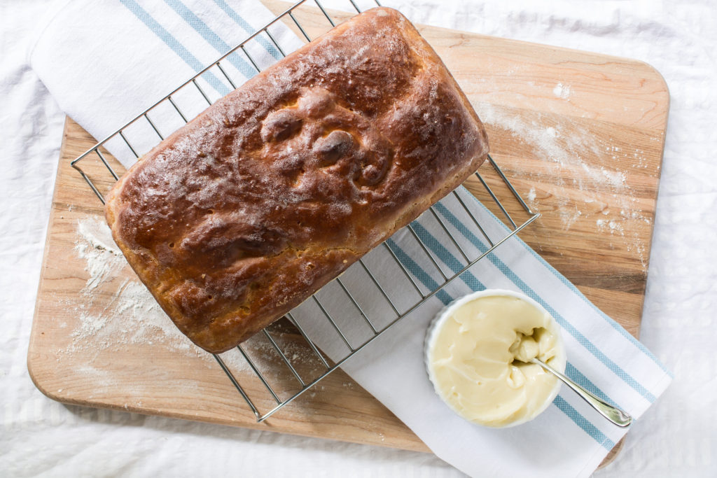 This delicious, soft and slightly sweet Sally Lunn bread with easy honey butter is a great stepping stone to yeasted baked goods.