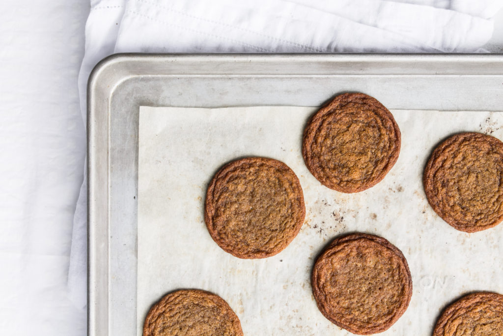 These chewy ginger cookies with apple cider caramel are a delicious warm, spiced fall treat. 