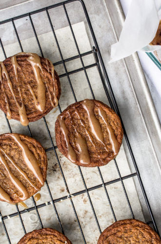 chewy ginger cookies with apple cider caramel