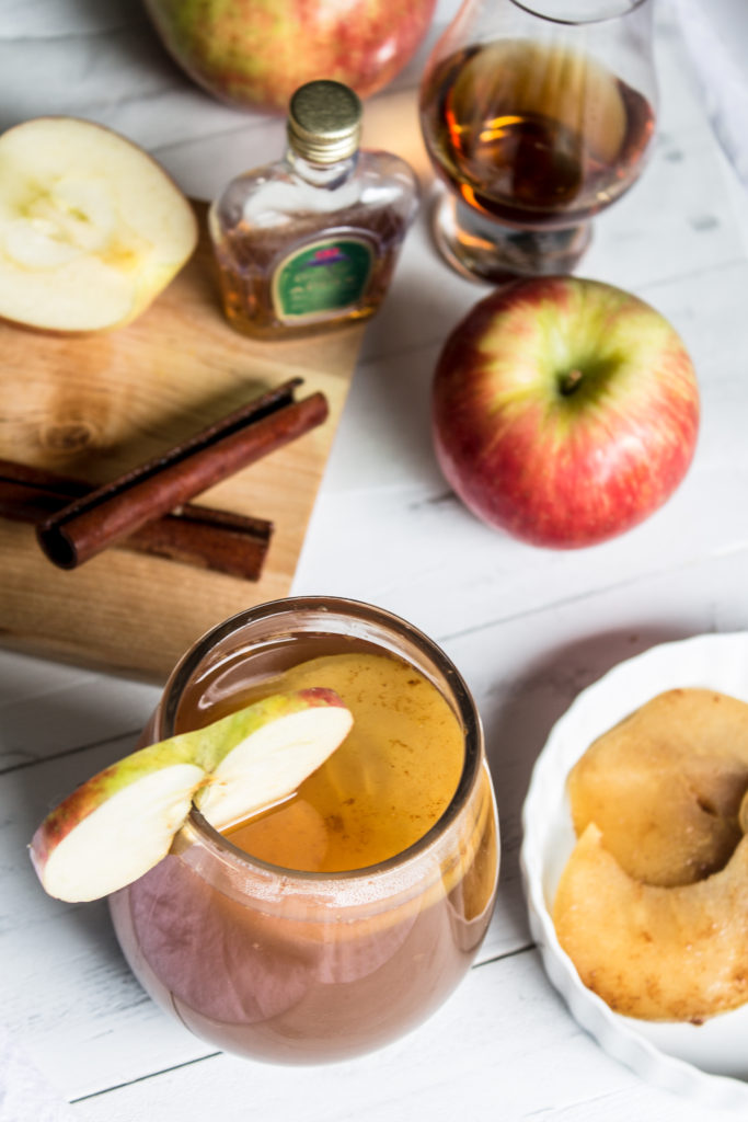 This spiked hot apple cider is perfect drink to warm you up on a cool night.