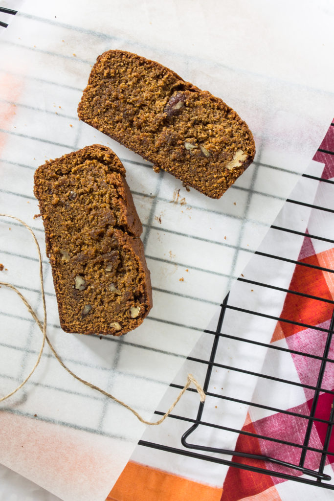The perfect fall breakfast and snack, this pumpkin bread is filled with moisture and spices. You'll never even know it is vegan :) passthecookies.com