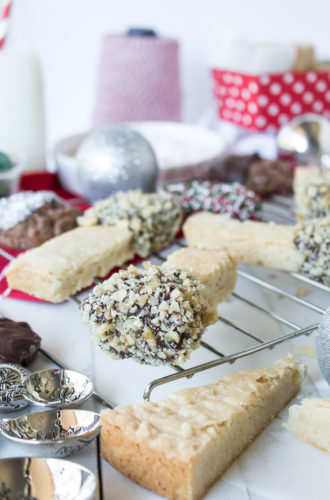 chocolate dipped shortbread and brownie cookies