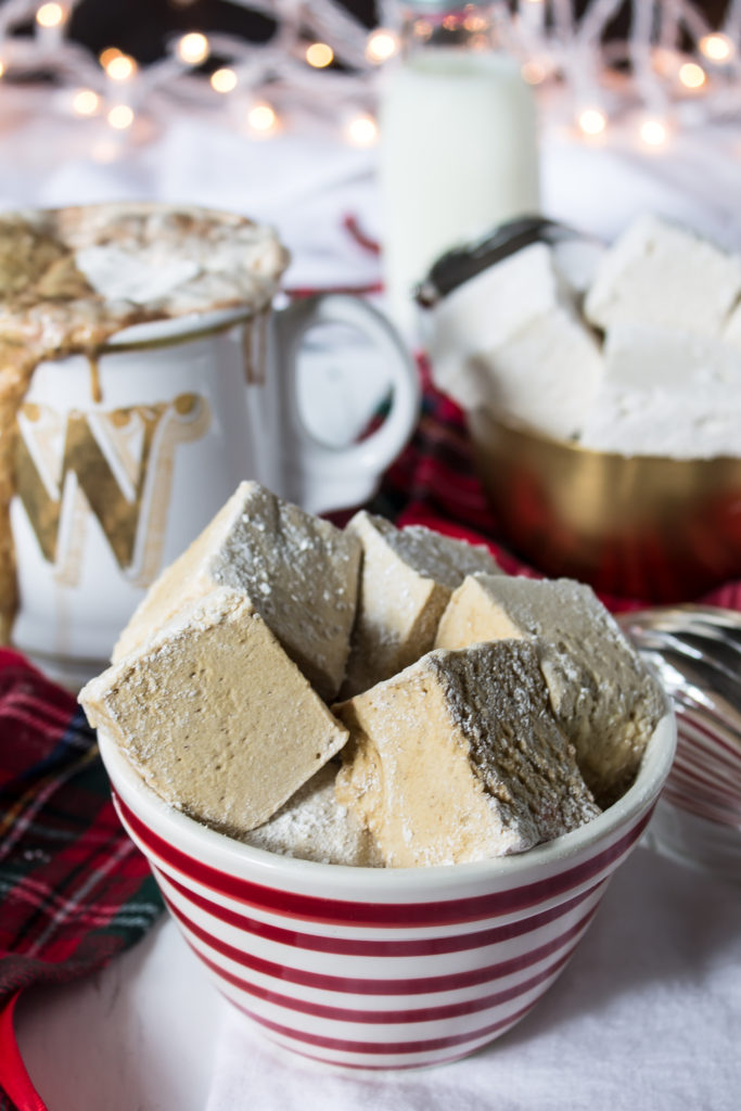 Boozy adult hot chocolate with peppermint, gingerbread and eggnog marshmallows are a divine treat for a cozy winter night in or a fun holiday celebration!  www.passthecookies.com