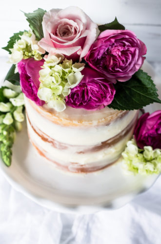 champagne cake with rose buttercream