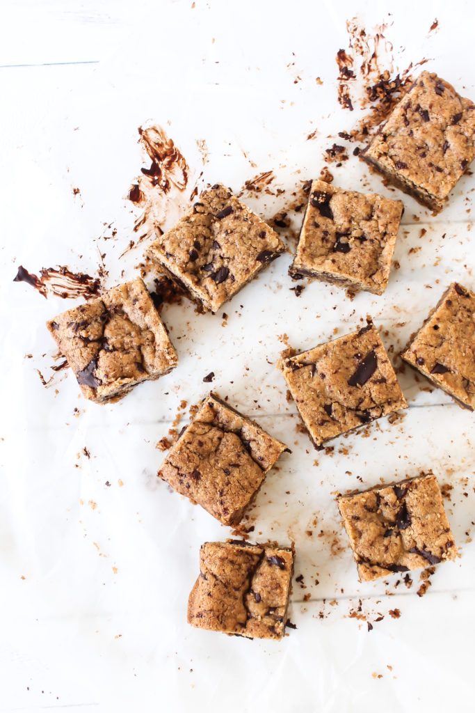 Warm chocolate chip cookie bars are the best and easiest comfort food!