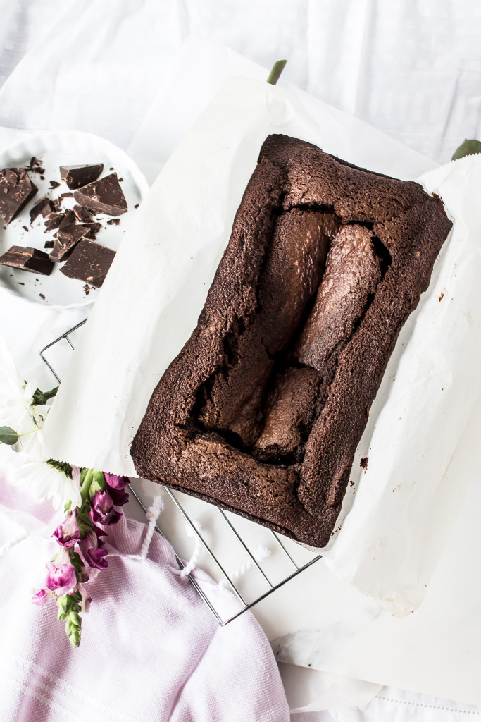 With a fudgy center, this delicious dense chocolate loaf cake is the perfect dessert for Valentine's Day.