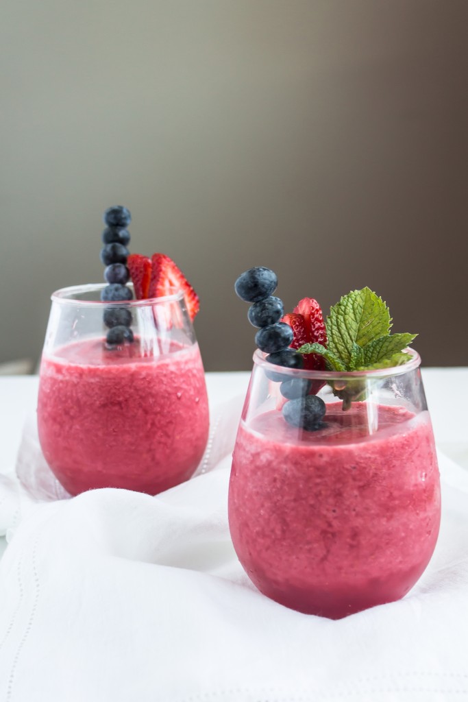 Refreshing strawberry mint lime smoothies