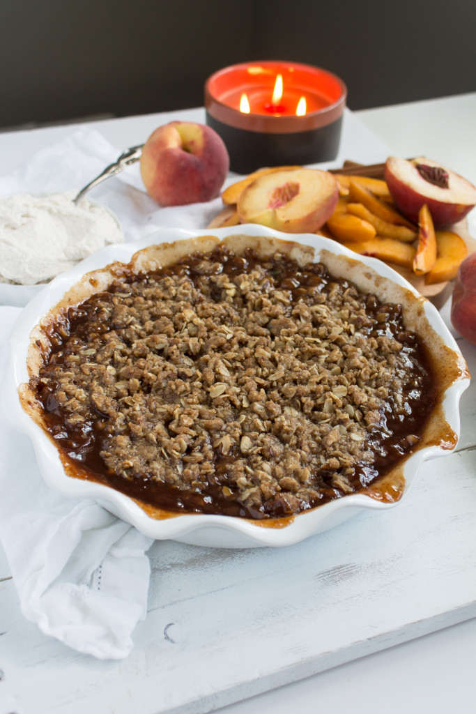 Peach crisp with cinnamon whipped cream | Pass the Cookies | passthecookies.com