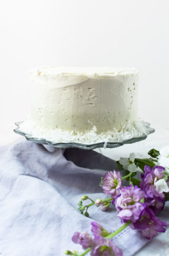 coconut cake with earl grey buttercream