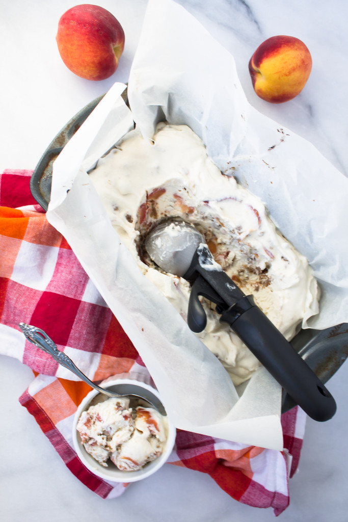 Roasted Peach and Oatmeal Cookie No-Churn Ice Cream | www.passthecookies.com