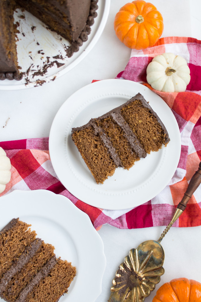 Pumpkin Cake with Chocolate Frosting | Pass the Cookies | www.passthecookies.com