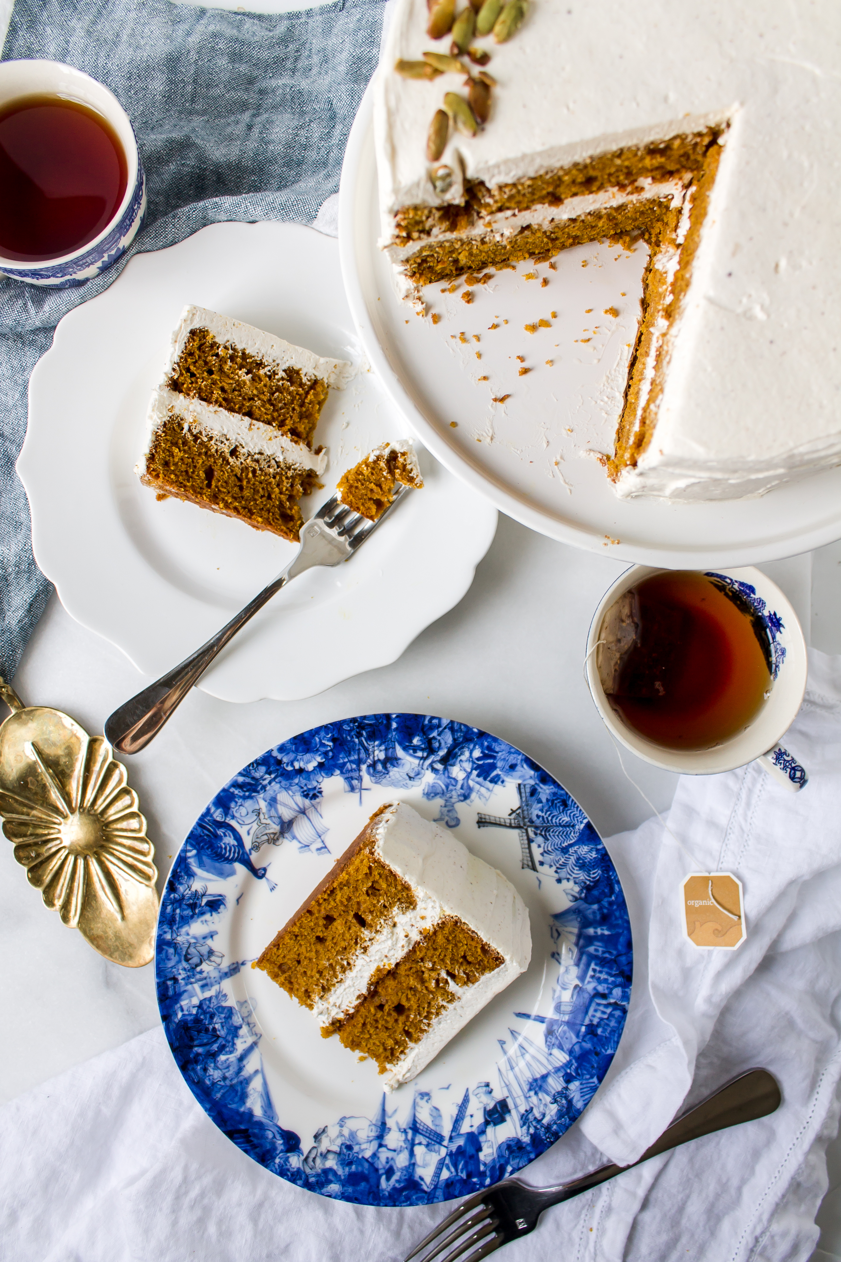 Pumpkin cake with brown butter frosting is perfect for fall. It is wonderfully moist and filled with fall spices and that amazing nutty browned butter flavor to create the ultimate delicious seasonal combination. | www.passthecookies.com