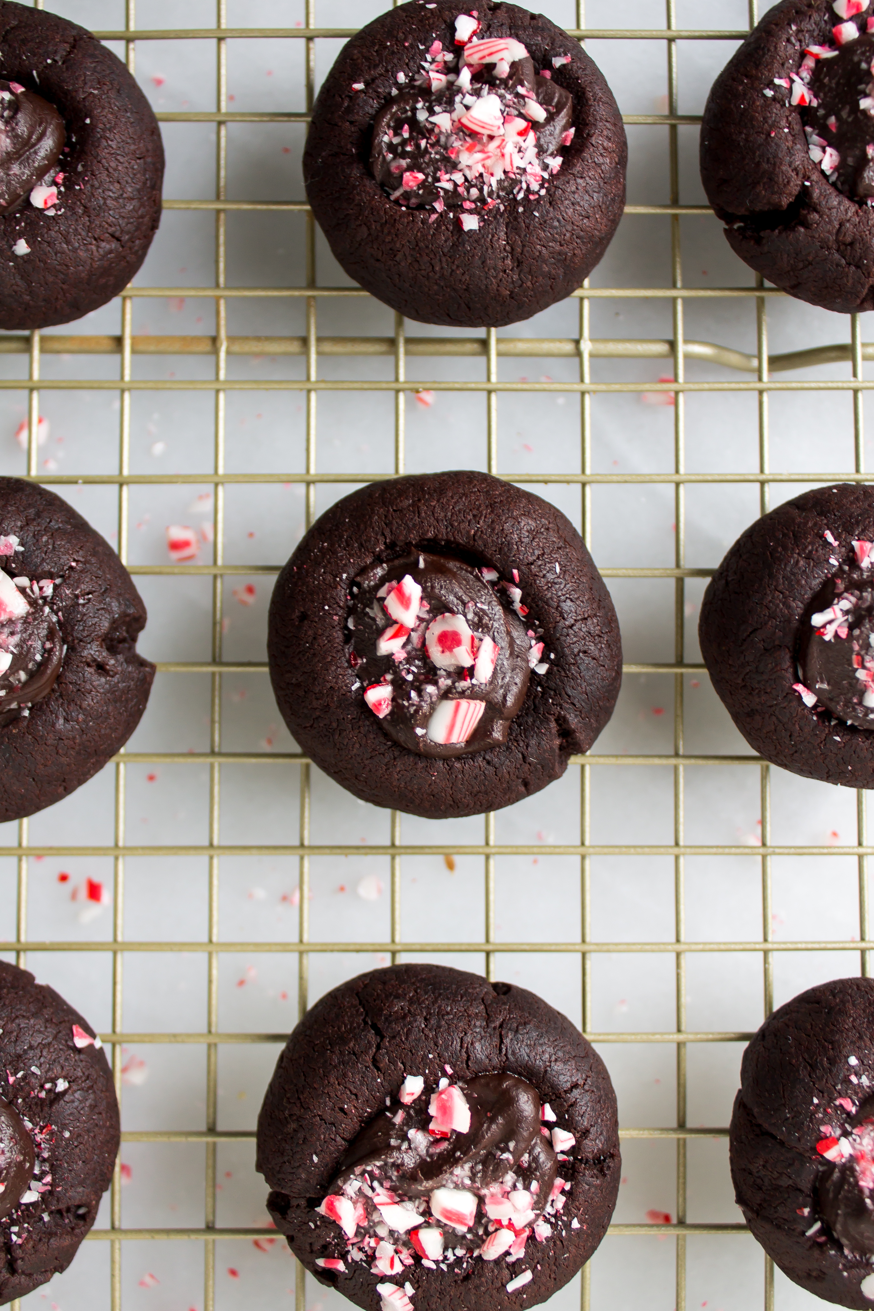 Chocolate peppermint thumbprint cookies are a delicious addition to your cookie plate. | Pass the Cookies | www.passthecookies.com