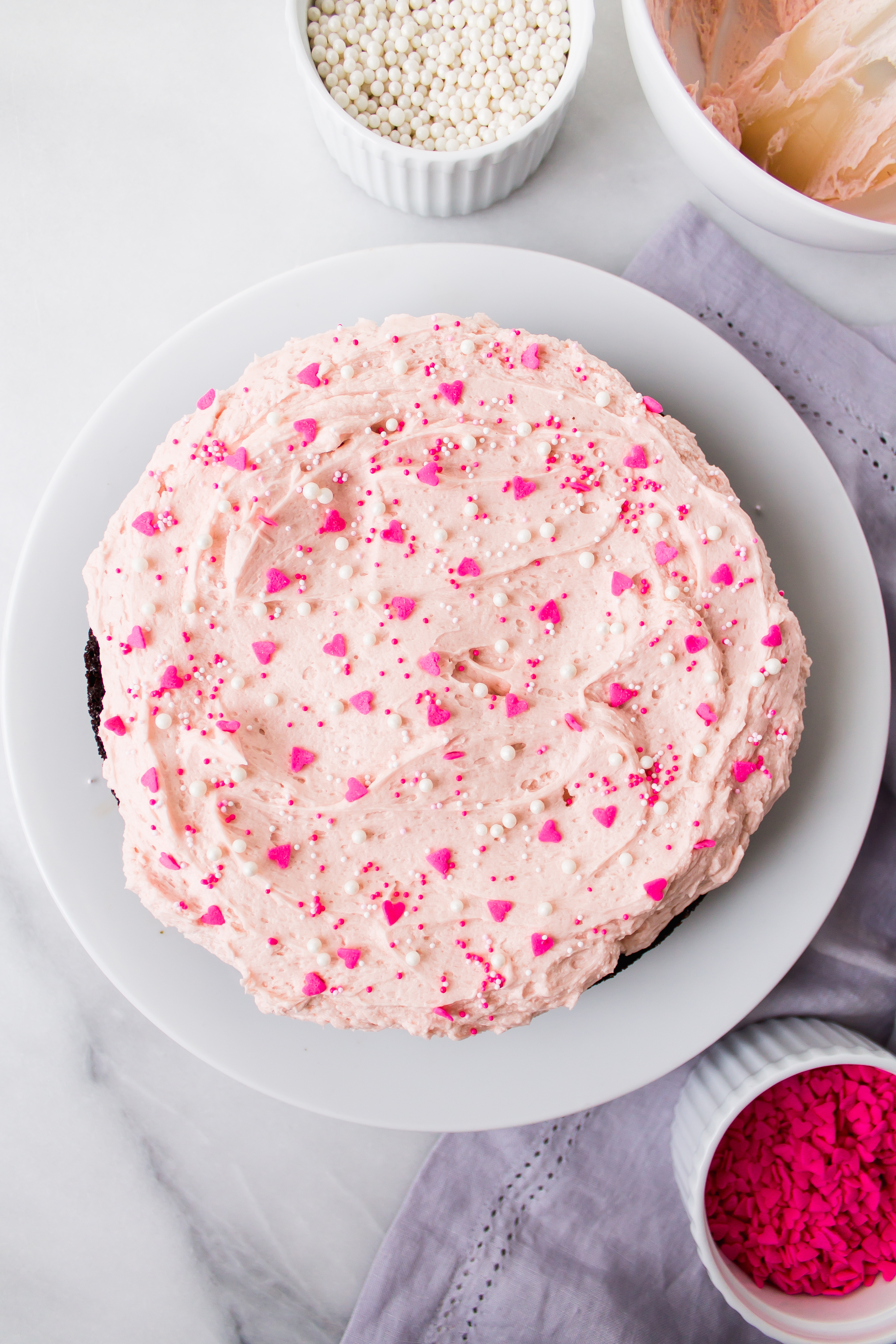 Valentine's Day Cake: One-Bowl Chocolate Cake with Buttercream Frosting | Pass the Cookies | www.passthecookies.com